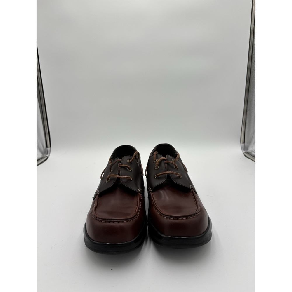 Apex Men's Boat Shoes Two Tone Brown Leather Comfort Lace Up Orthopedic 13M